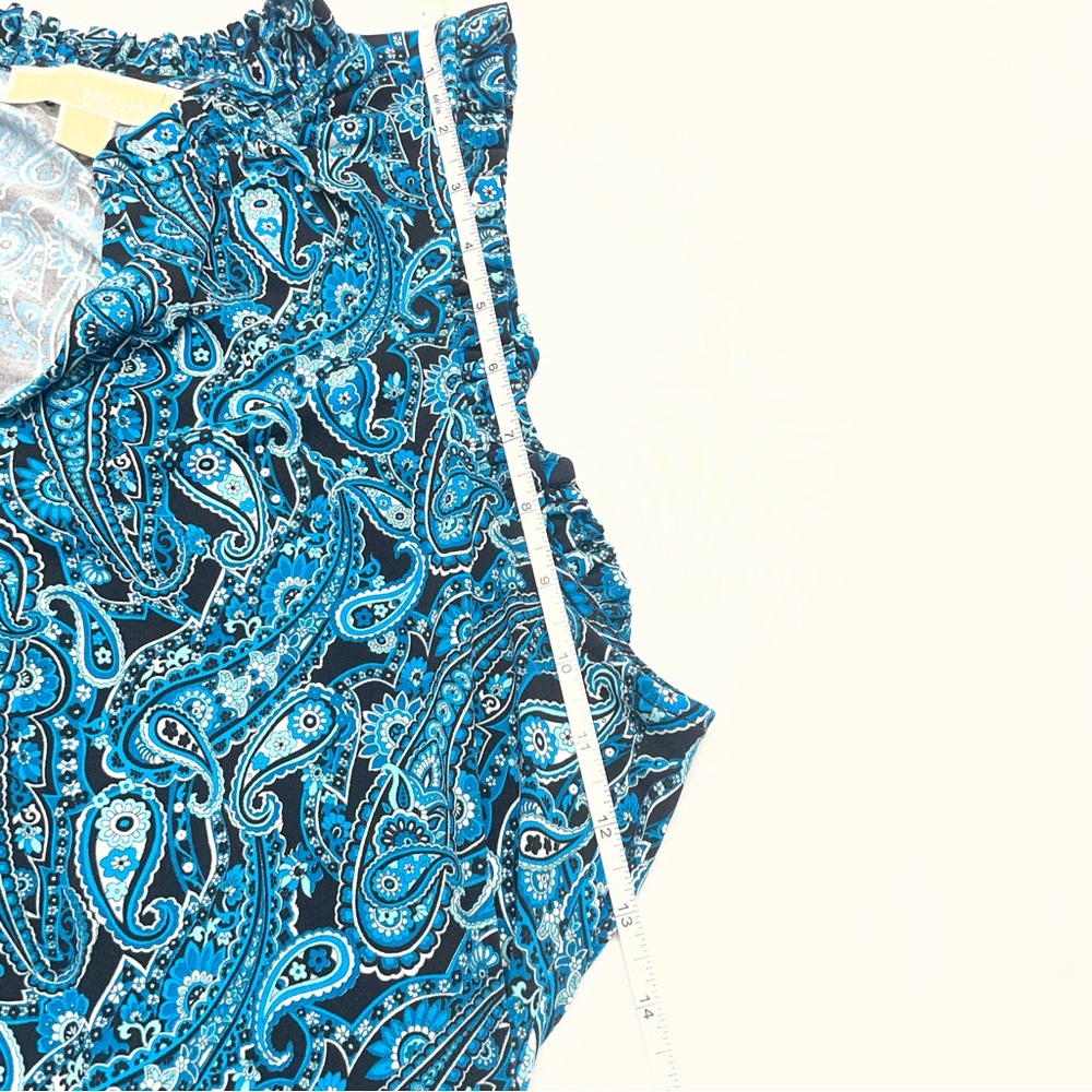 Michael Kors Blue and Black Paisley Ruffled V-Neck dress - Picture 6 of 8